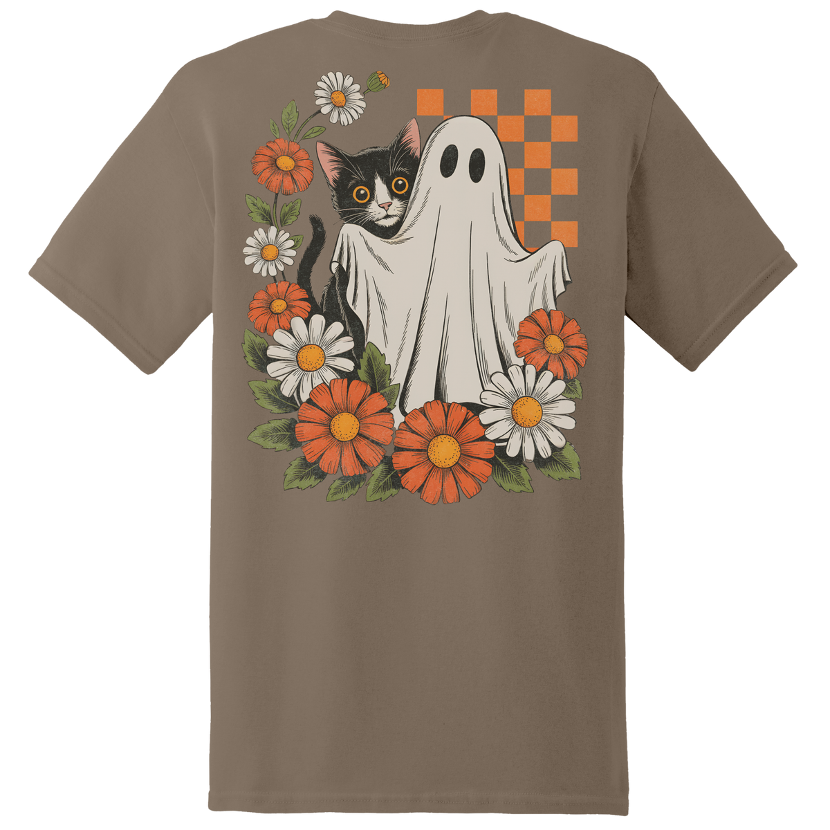 Ghost & Black Cat Floral Tee - Back Print