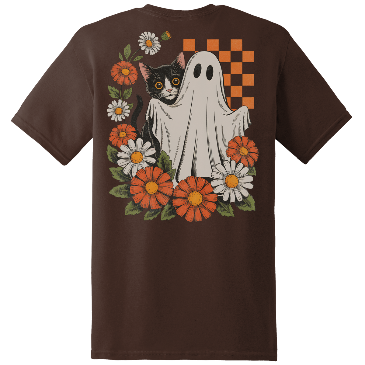 Ghost & Black Cat Floral Tee - Back Print