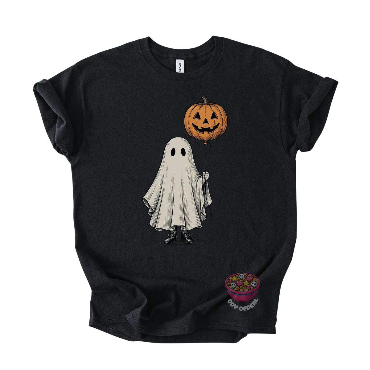 Ghost with Pumpkin Balloon Tee