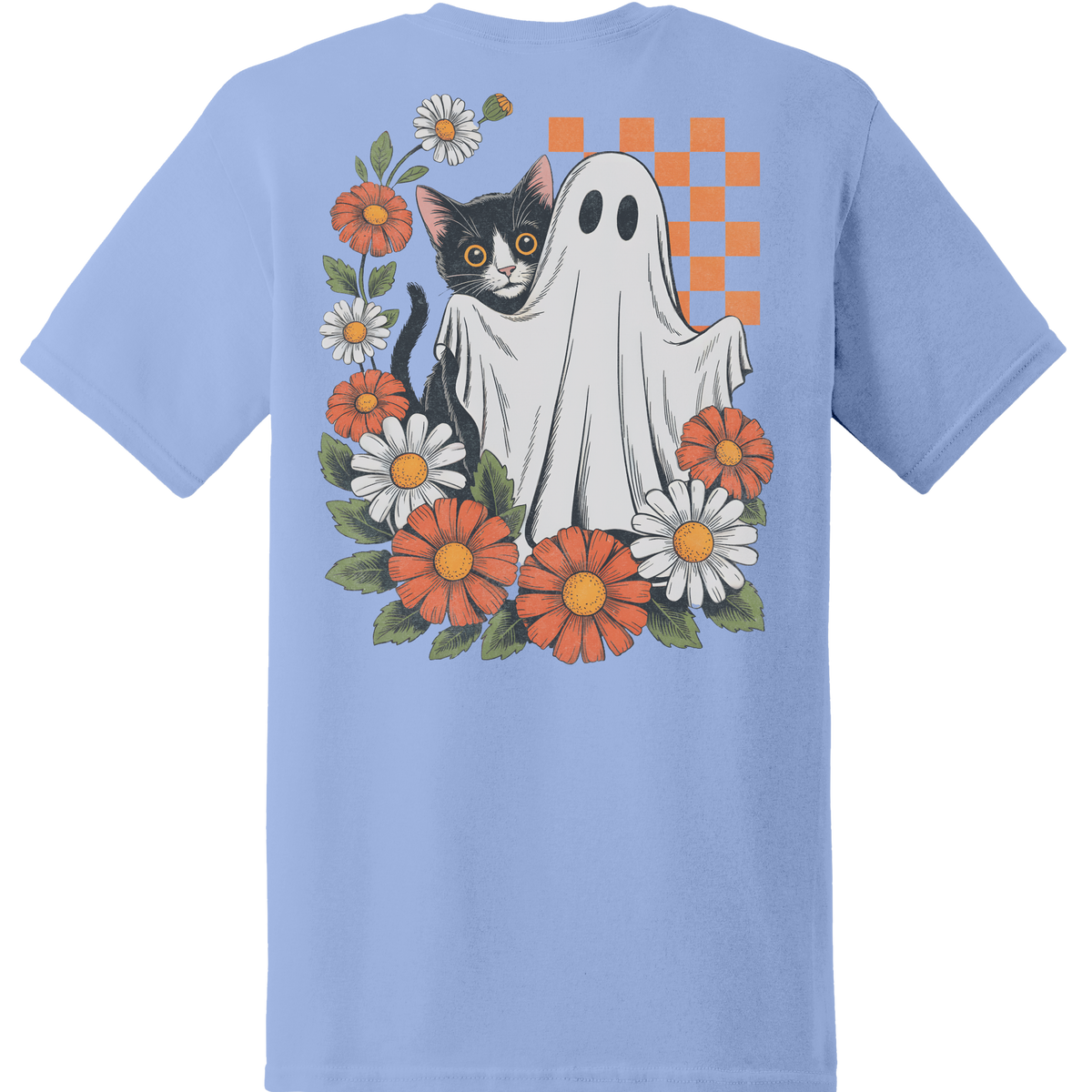 Ghost & Black Cat Floral Tee - Back Print