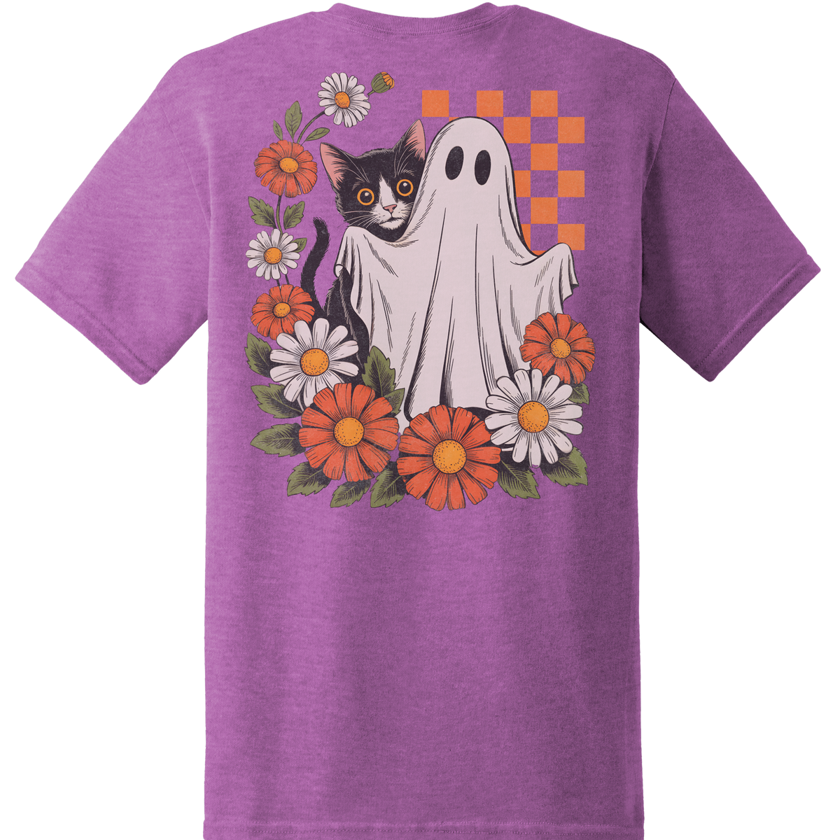 Ghost & Black Cat Floral Tee - Back Print