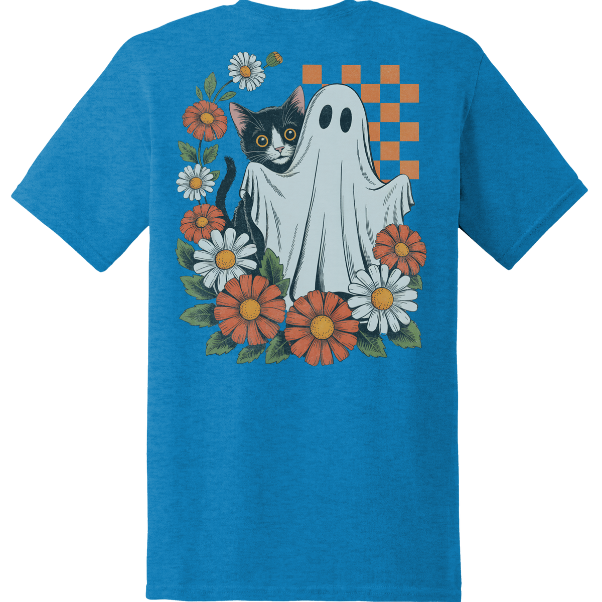 Ghost & Black Cat Floral Tee - Back Print