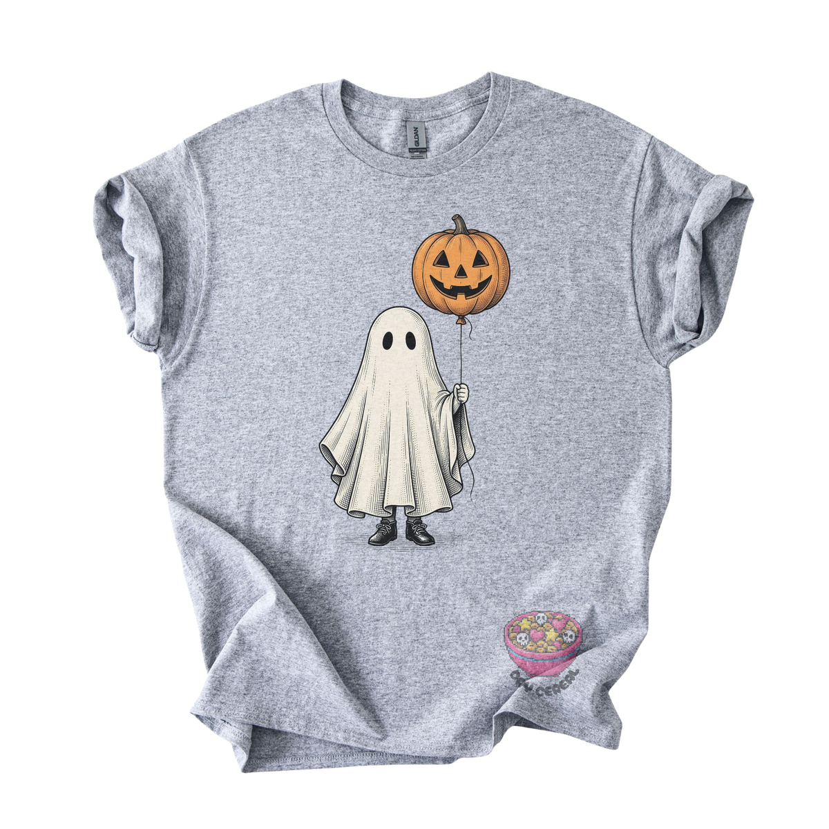 Ghost with Pumpkin Balloon Tee