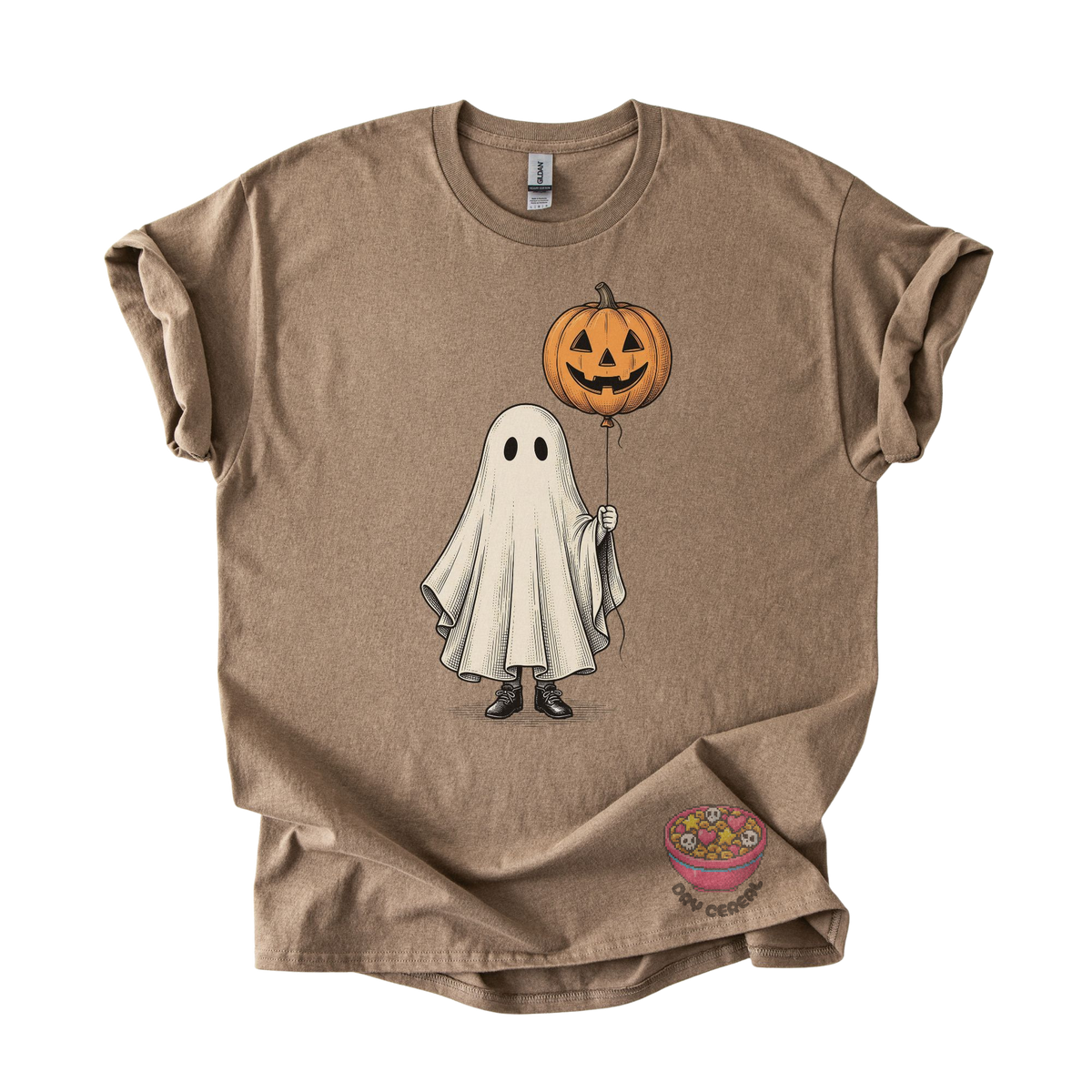 Ghost with Pumpkin Balloon Tee