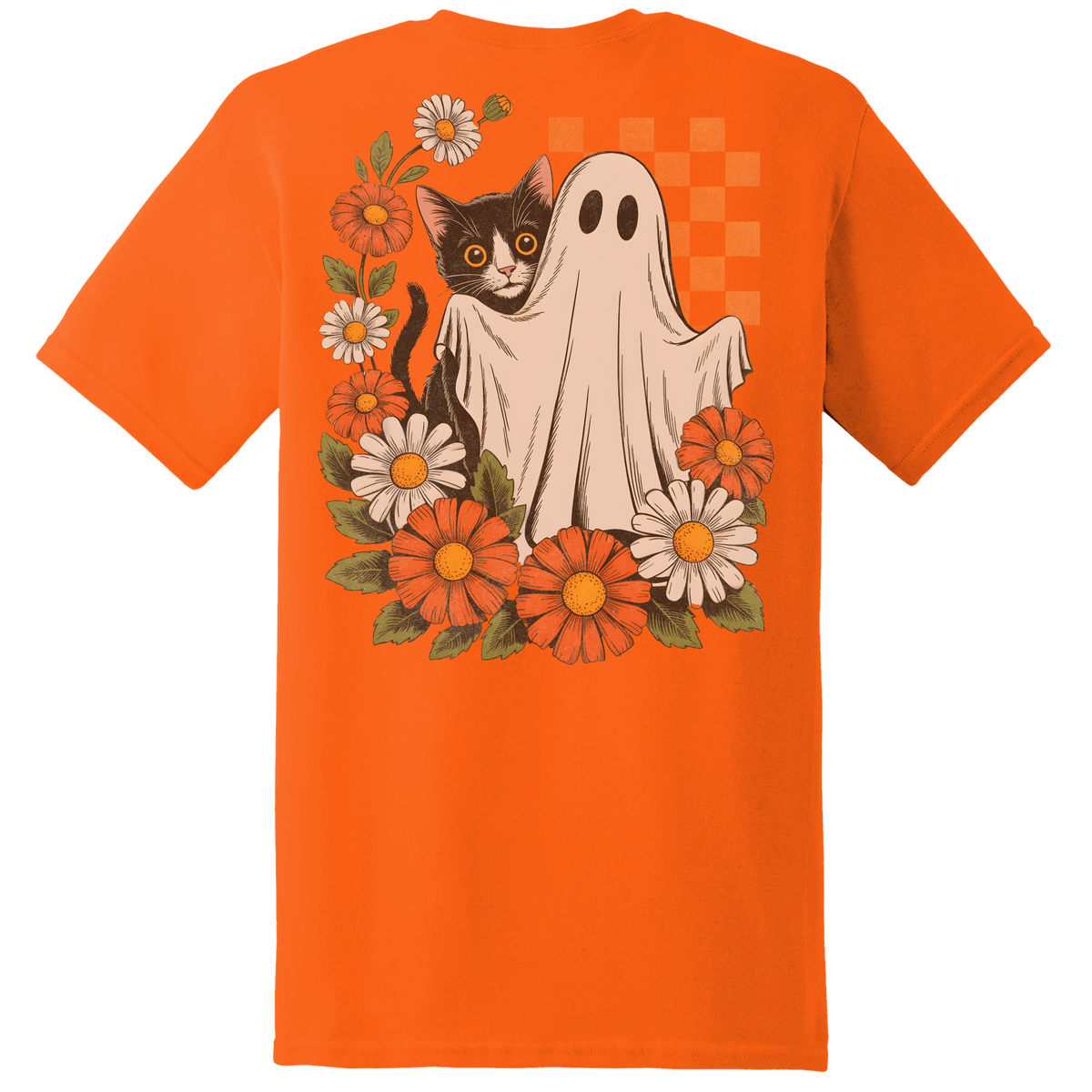 Ghost & Black Cat Floral Tee - Back Print