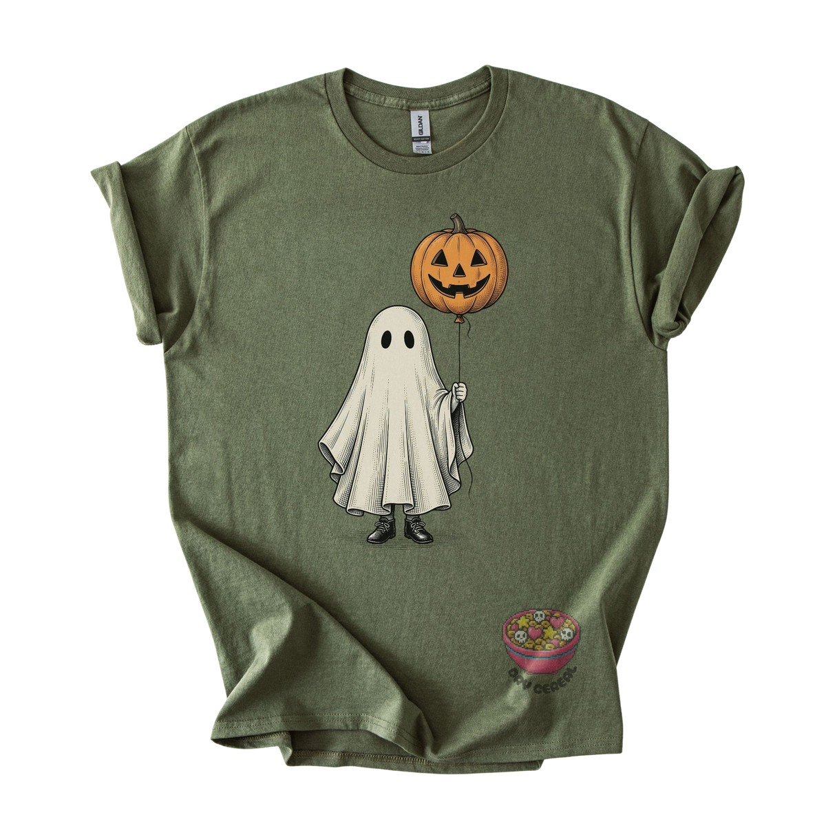 Ghost with Pumpkin Balloon Tee