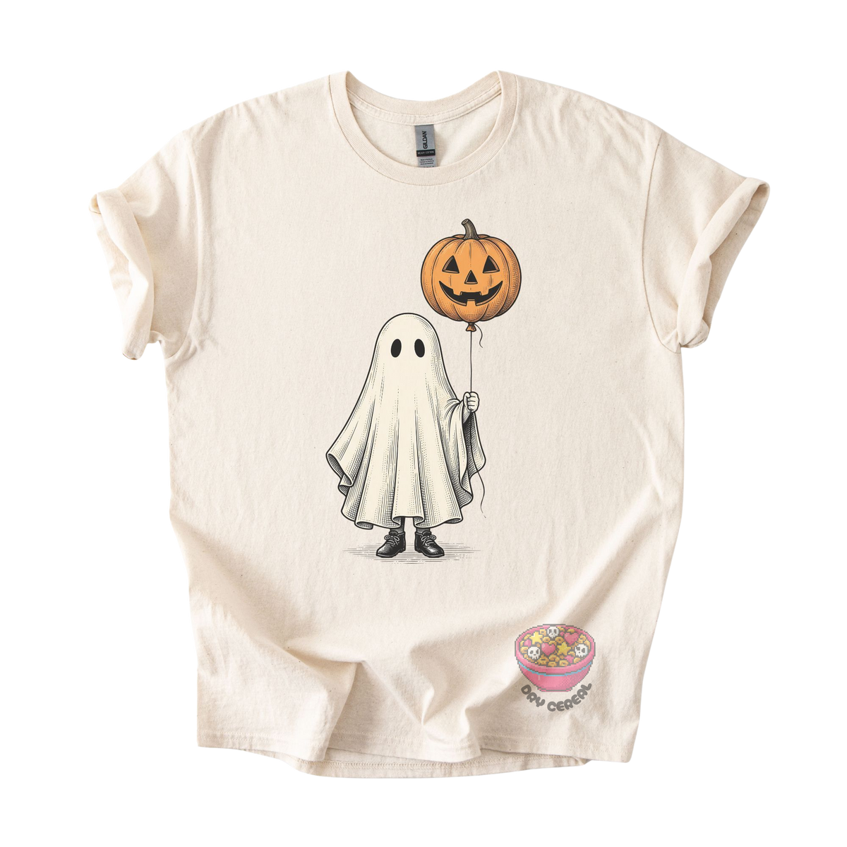 Ghost with Pumpkin Balloon Tee