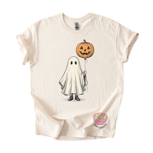 Ghost with Pumpkin Balloon Tee