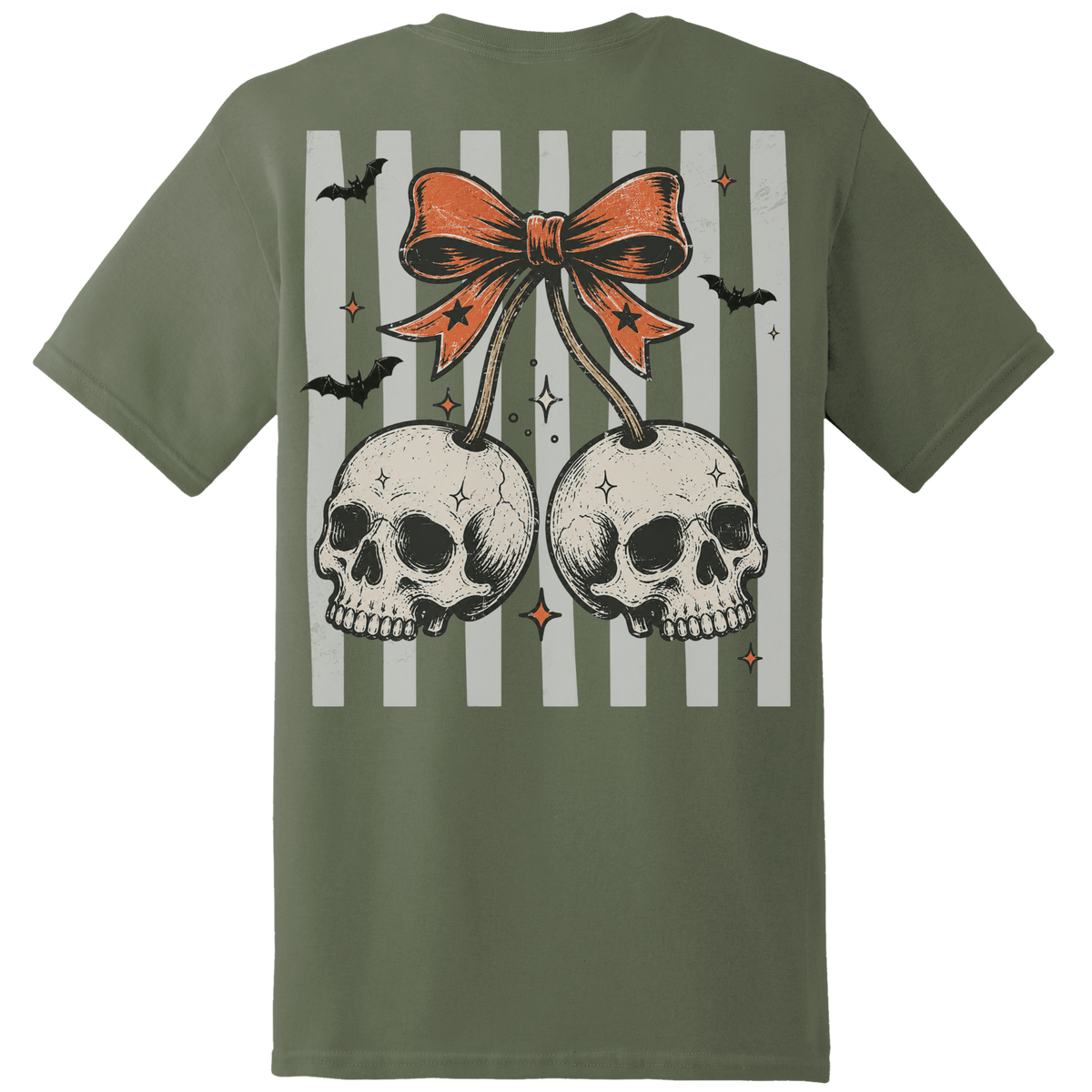 Skull Cherry Bow Tee - Back Print