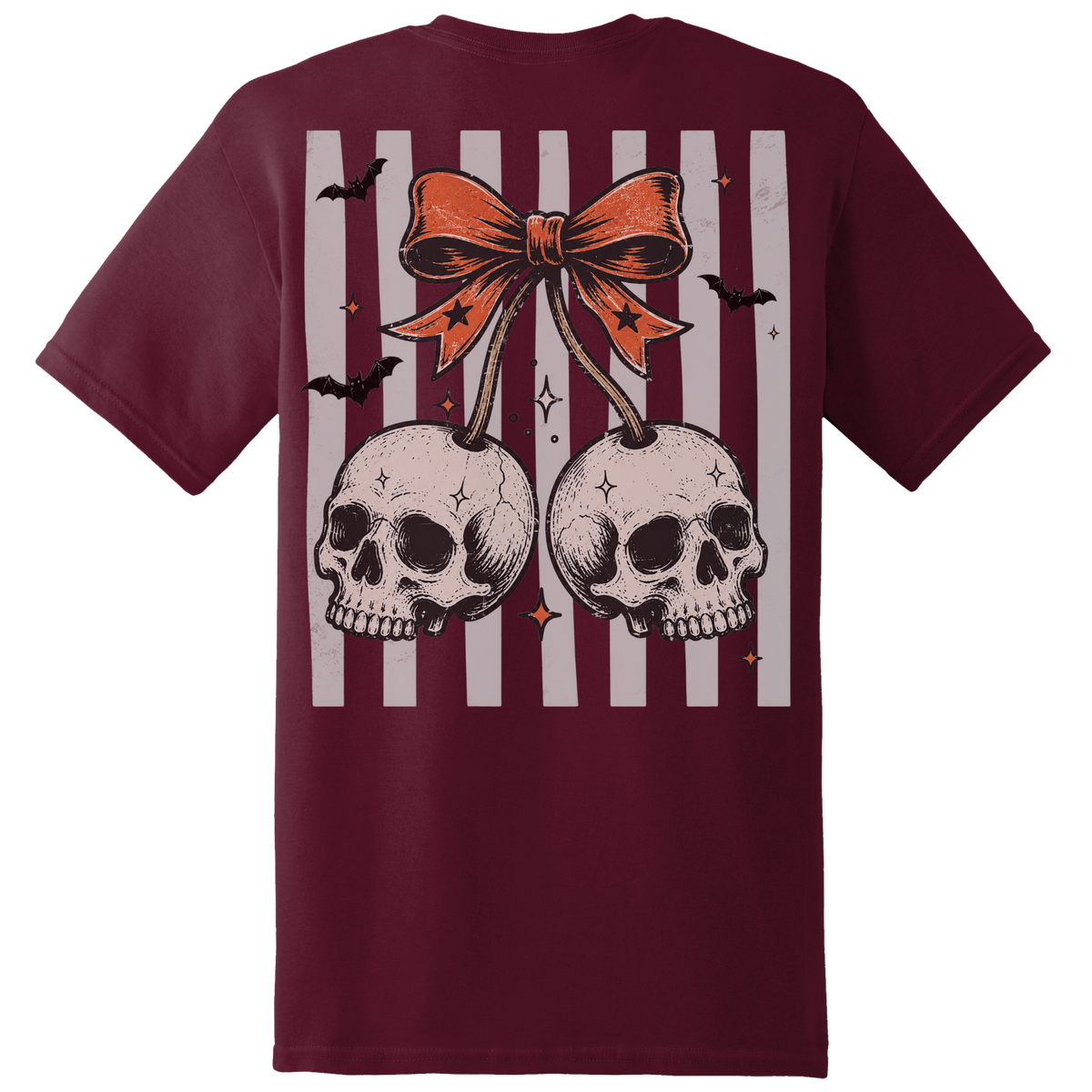 Skull Cherry Bow Tee - Back Print