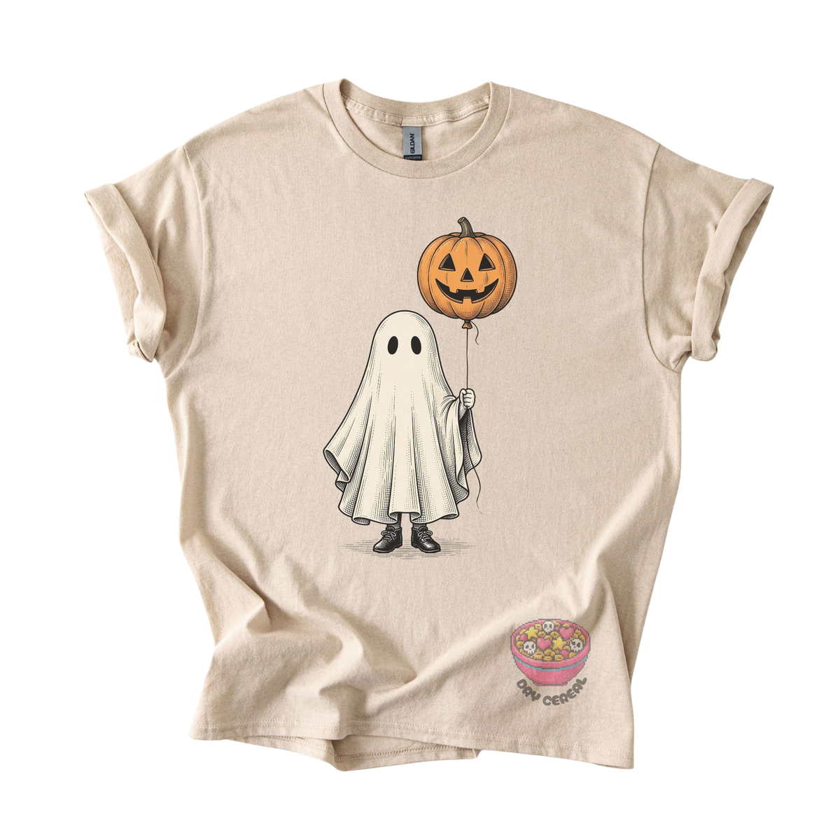 Ghost with Pumpkin Balloon Tee