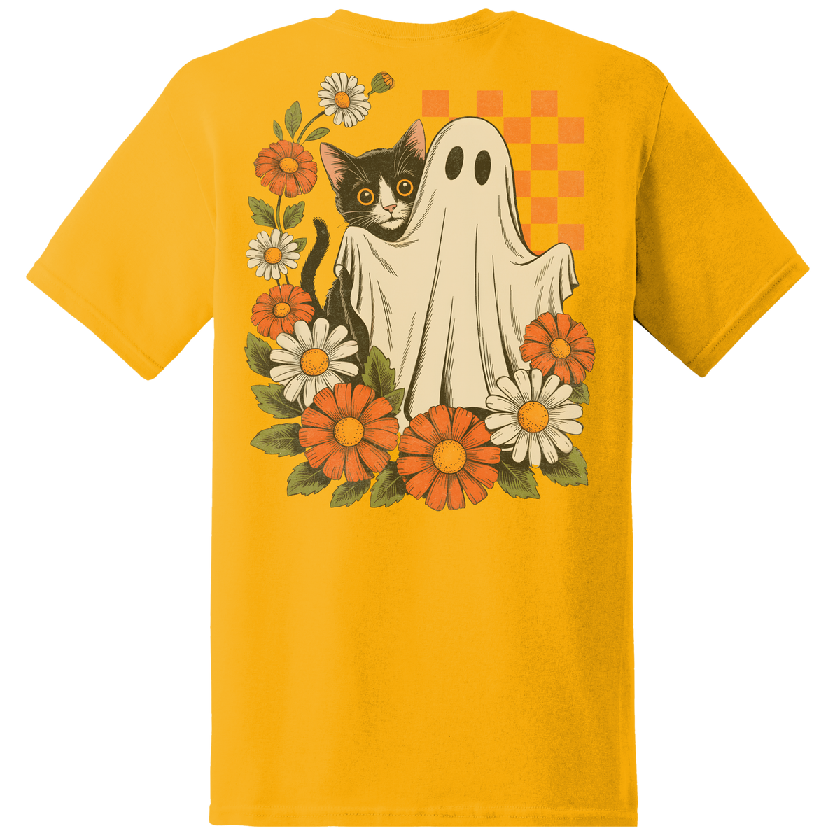 Ghost & Black Cat Floral Tee - Back Print