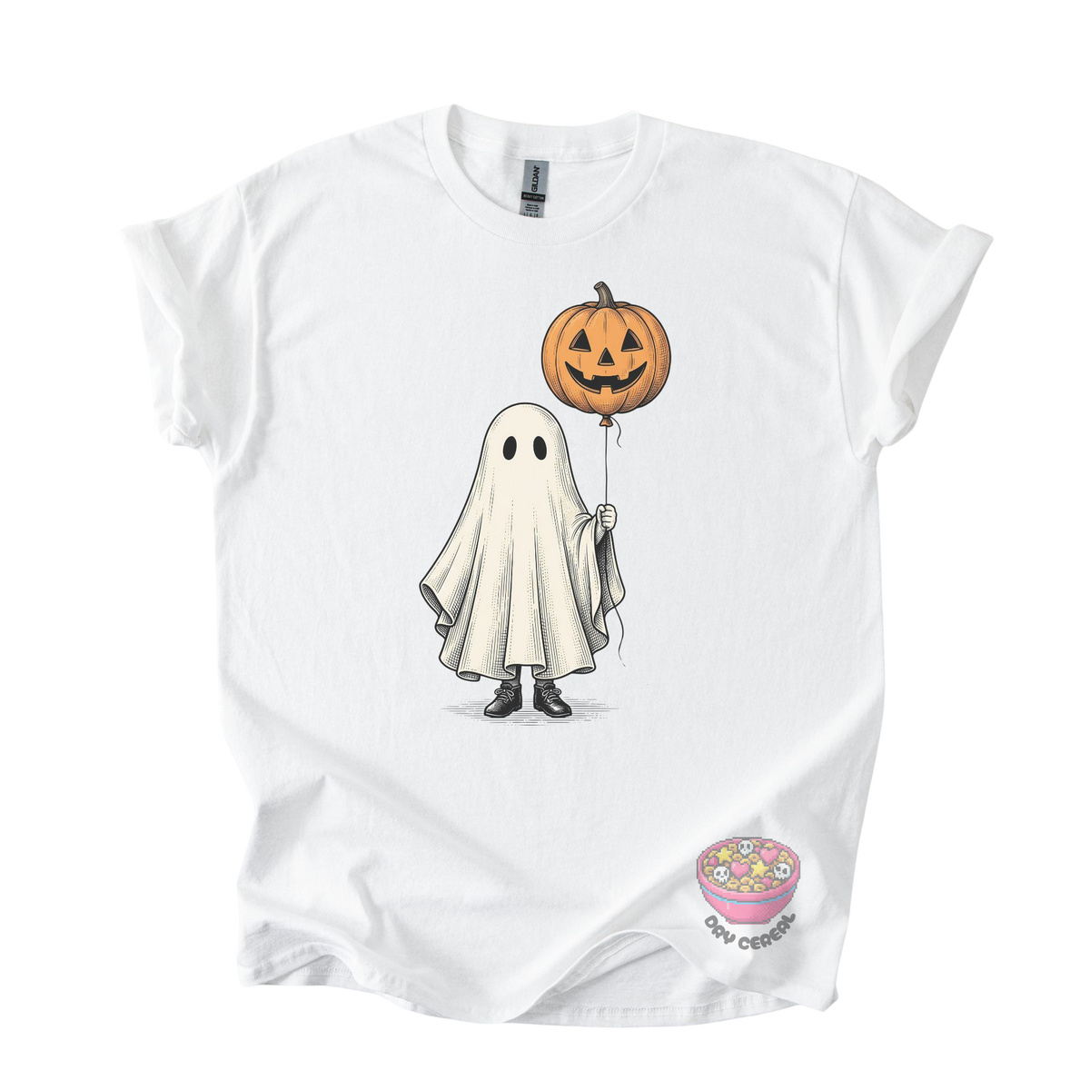 Ghost with Pumpkin Balloon Tee